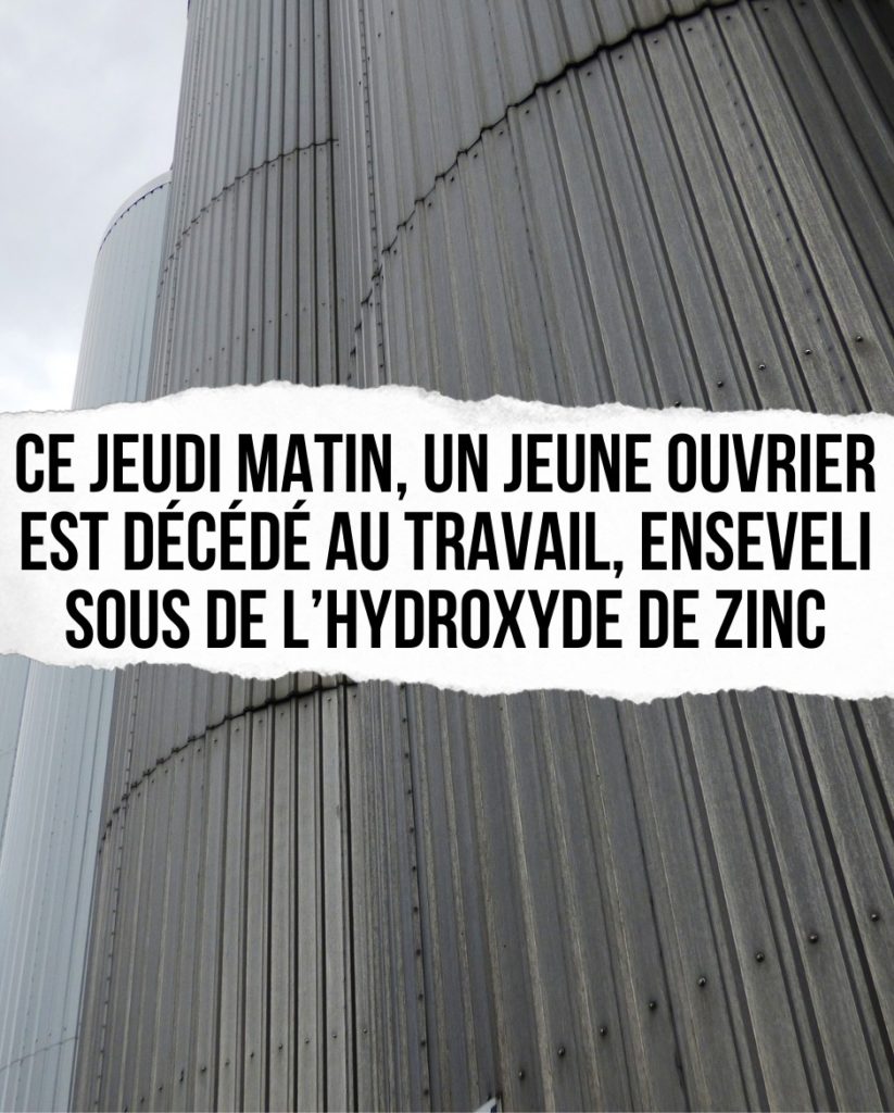 Ce jeudi matin, un jeune ouvrier est décédé au travail, enseveli sous de l'hydroxyde de zinc